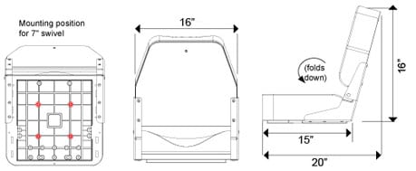Deluxe Folding Boat Seat Dimensions Diagram