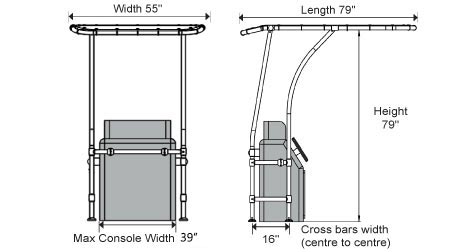 Heavy Duty T-Top Deck Mount Dimensions Diagram