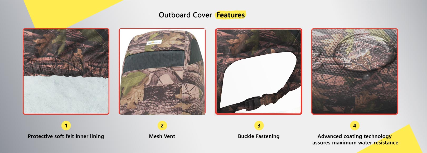 Camouflage Cover ( Vented ) for Mercury/Mariner Features Banner